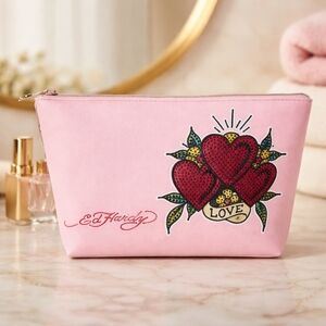 Nwt Ed Hardy Make Up Cosmetic Bag Pink